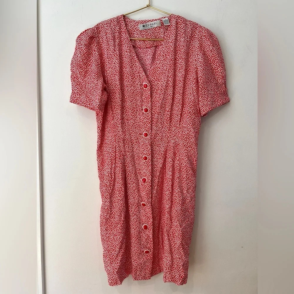 Vintage Ms. Chaus petites Red Dress with buttons